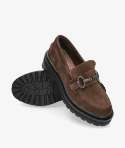 Mocasines EVA PARIS 27971 en serraje marrón