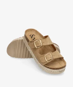 Sandalias bloom&you NENUFAR DOBLE en serraje taupe