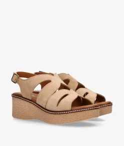 Sandalias pabloochoa.shoes 2666 en serraje taupe