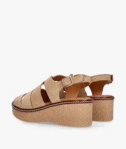 Sandalias pabloochoa.shoes 2666 en serraje taupe
