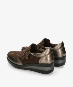 Zapatos confort Amarpies 29385 en taupe metalizado