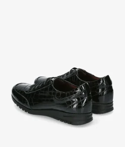 Zapatos planos Blanco y negro 20202 en charol negro